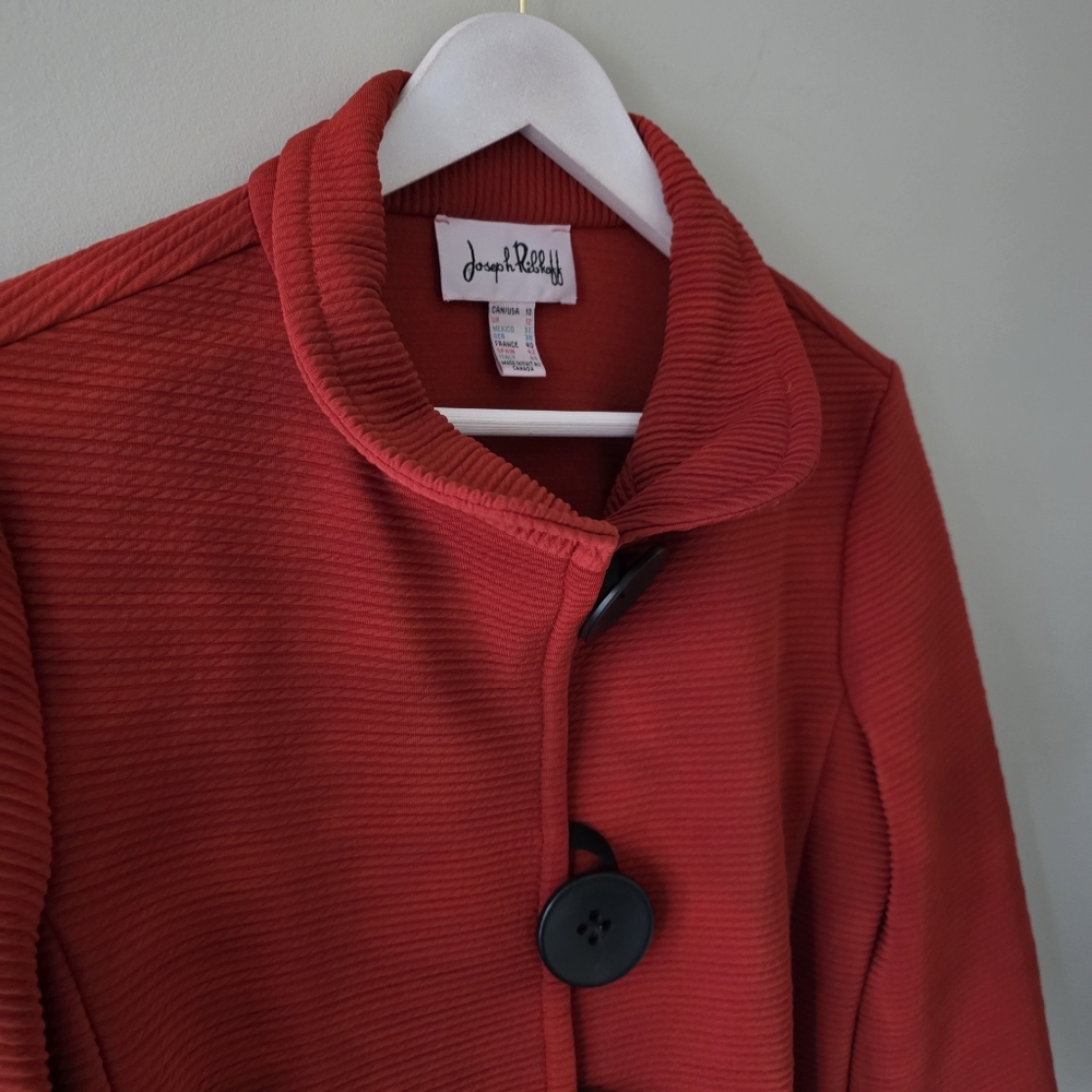 Joseph Ribkoff 10 Modern Contemporary Abstract Ribbed Pique Knit Swing Blazer - Picture 7 of 15